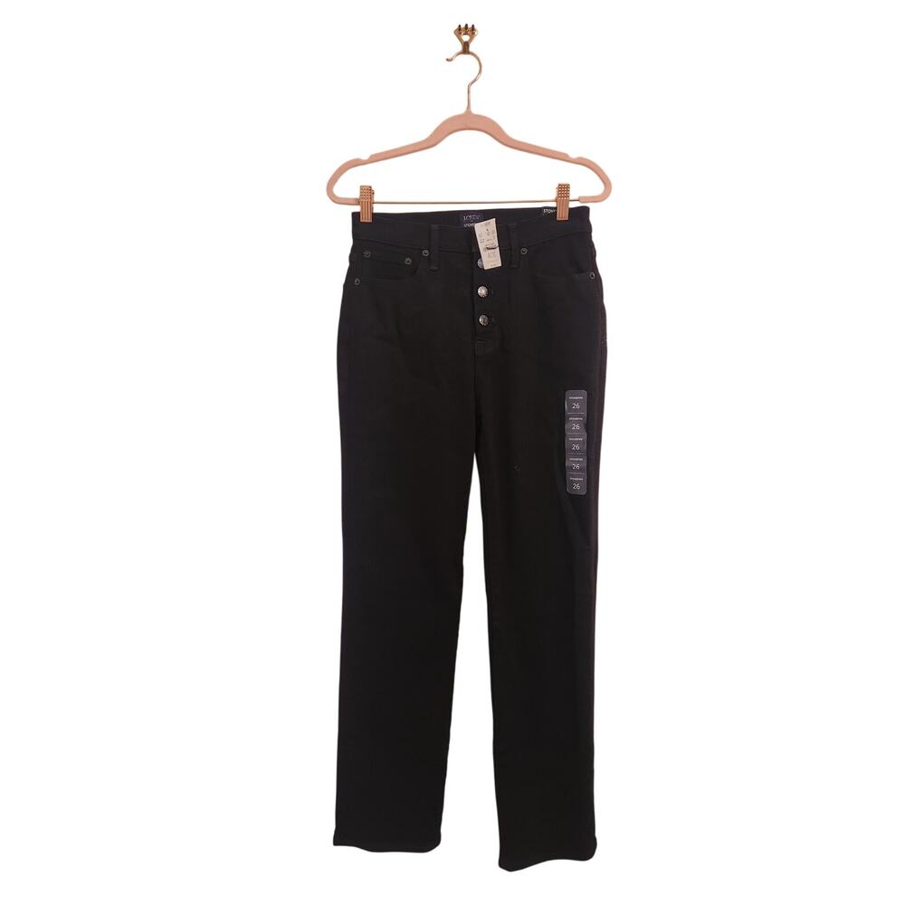 NWT J. Crew High-Rise Stovepipe Jean In Signature Stretch Black 26